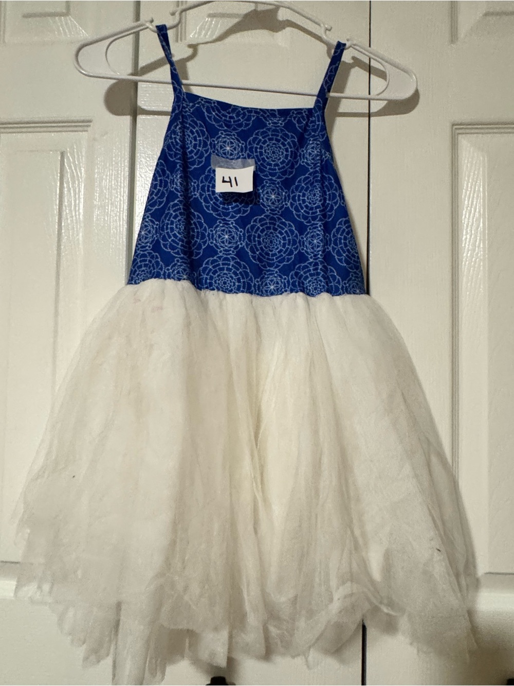 Blue and White Tulle Skirt Dress for Kids